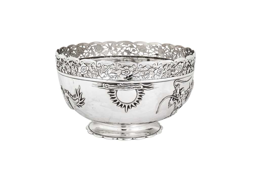 A late 19th century Chinese Export silver bowl, Shanghai circa 1890 by Kun He retailed by Wang Hing - Image 3 of 4