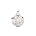 A Charles II late 17th century unmarked silver scent or casting bottle, circa 1680