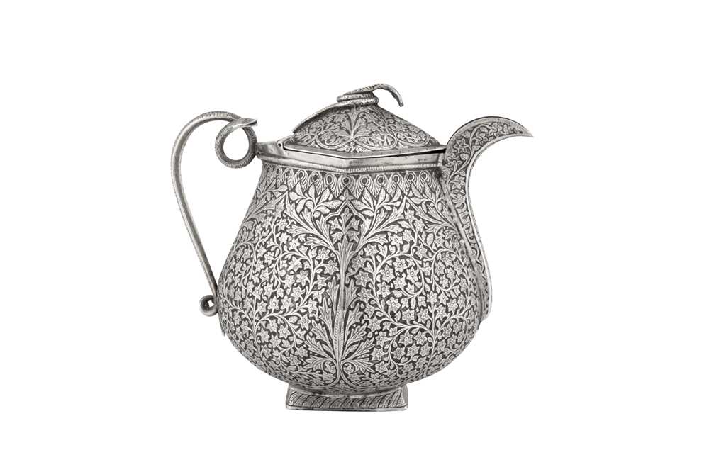 A late 19th century Anglo – Indian unmarked silver teapot, Kashmir circa 1890