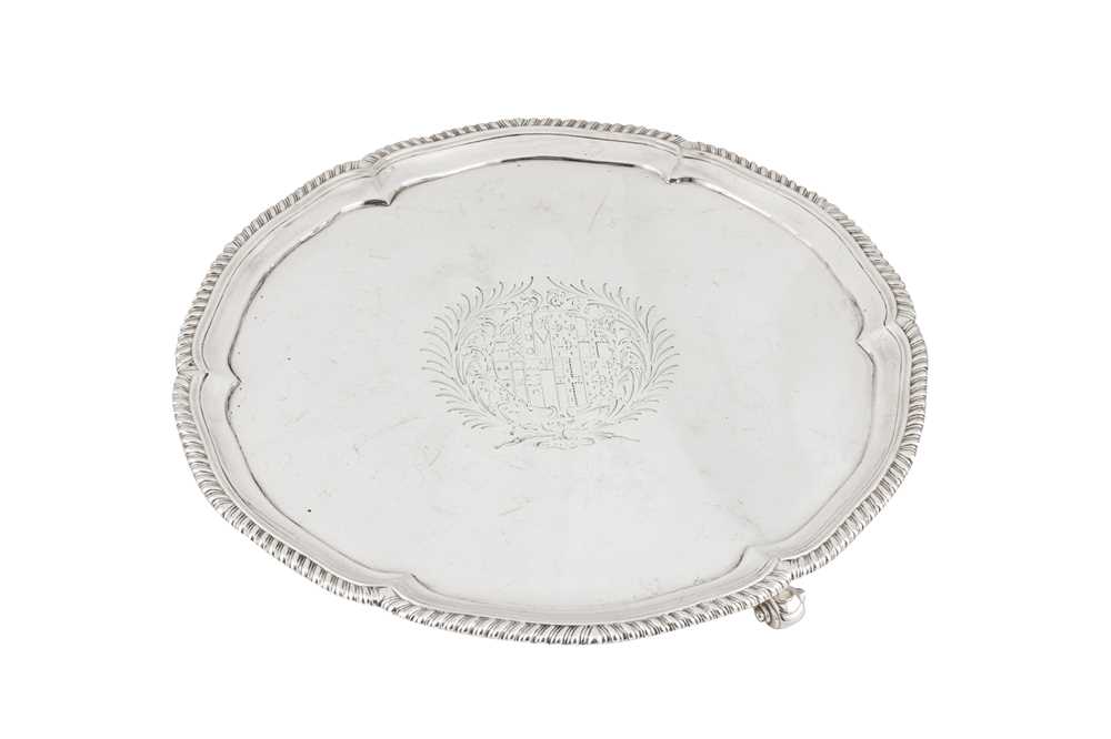 An interesting George III sterling silver salver, London 1768 by John Parker and Edward Wakelin