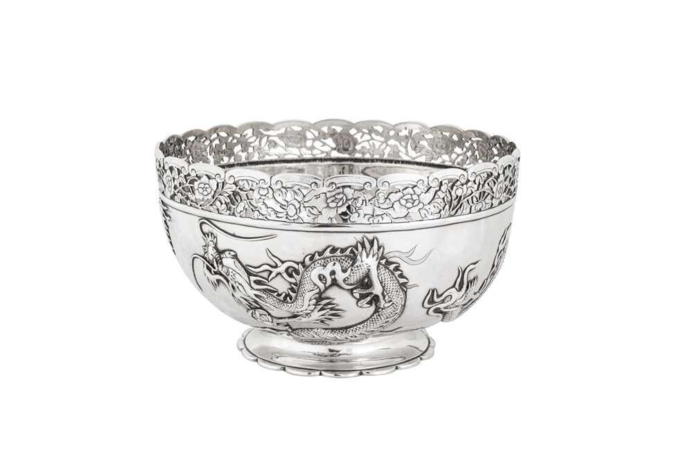 A late 19th century Chinese Export silver bowl, Shanghai circa 1890 by Kun He retailed by Wang Hing - Image 2 of 4