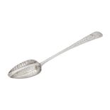 A George III Irish sterling silver straining spoon, Dublin 1799 by John Pittar