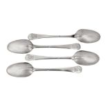 Huguenot interest – Four rare George I silver dessert spoons, London circa 1715 probably by Jacques