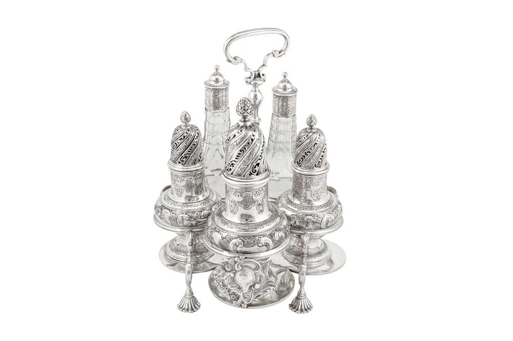 A good George II sterling silver Warwick cruet, London 1744 by George Hindmarsh (first reg. 6th July