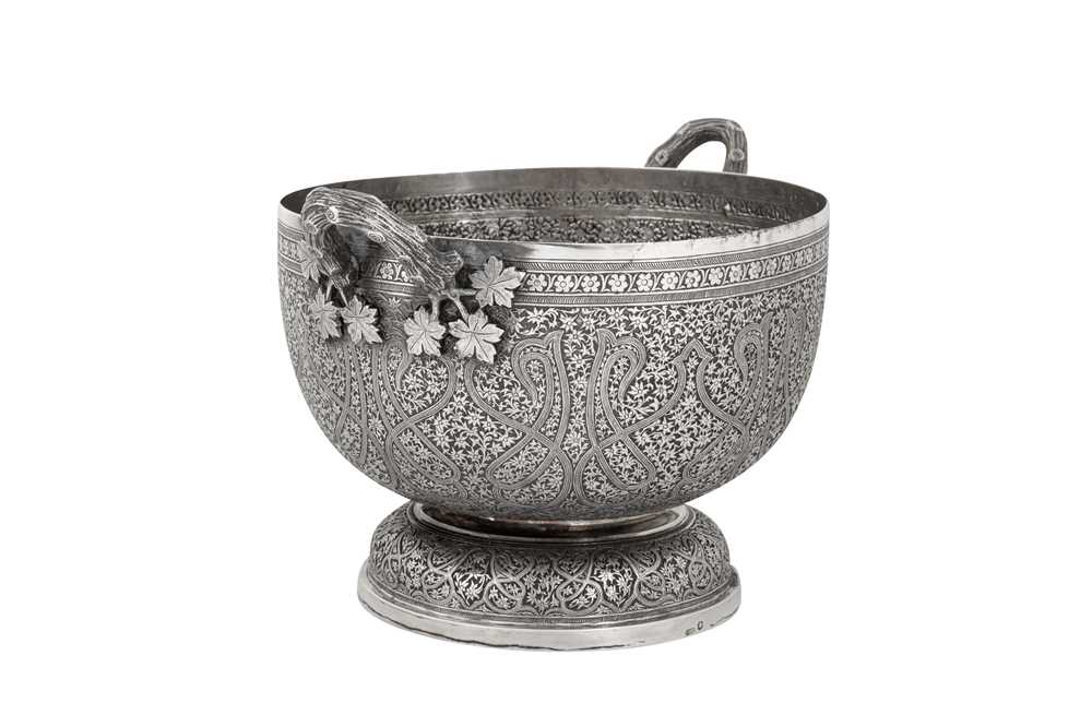 A late 19th century Anglo – Indian silver twin handled bowl, Kashmir circa 1880 retailed by Cooke an - Image 3 of 5