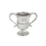 A George III provincial sterling silver twin handled cup, Newcastle 1809 by Dorothy Langlands