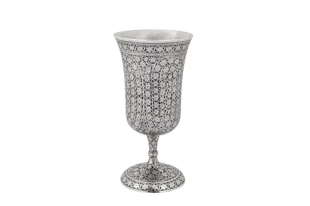 A late 19th century Anglo – Indian unmarked silver goblet, Kashmir circa 1880 - Image 2 of 3