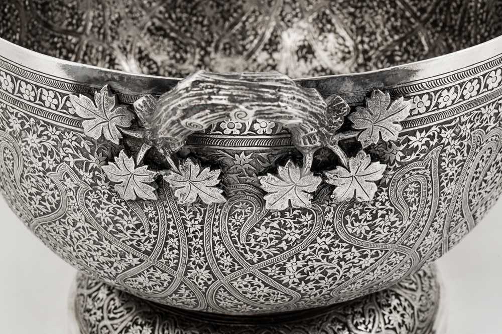A late 19th century Anglo – Indian silver twin handled bowl, Kashmir circa 1880 retailed by Cooke an - Image 4 of 5