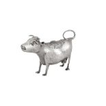 A George III sterling silver cow creamer, London 1767 by John Schuppe (reg. 28th June 1753)