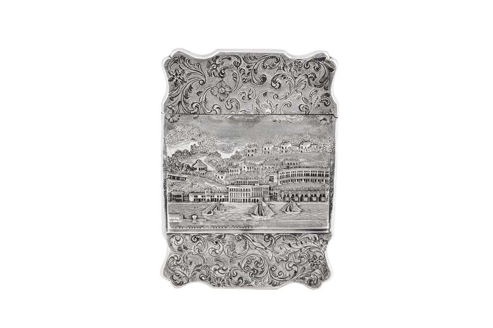 A rare Victorian sterling silver ‘castle top’ card case, Birmingham 1840 by Taylor and Perry