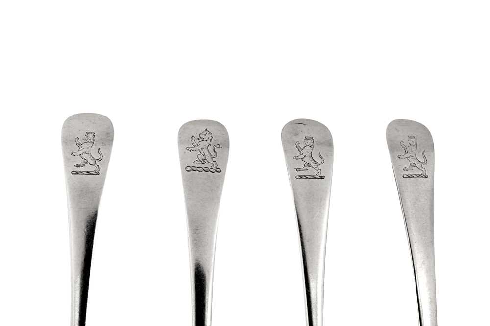 Huguenot interest – Four rare George I silver dessert spoons, London circa 1715 probably by Jacques - Image 3 of 3