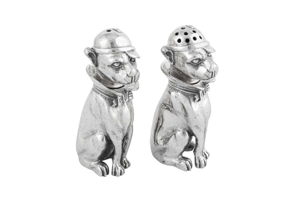 A pair of contemporary novelty silver salt and pepper