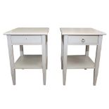 A PAIR OF CONTEMPORARY WHITE PAINTED SWEDISH BEDSIDE TABLES