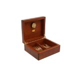 AN ELIE BLEU BURR WALNUT HUMIDOR WITH CIGARS