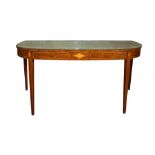 AN EDWARDIAN SHERATON REVIVAL MAHOGANY D END SERVING TABLE