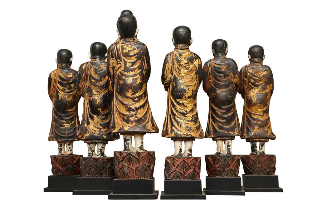 A GROUP OF SIX BURMESE LACQUERED FIGURES, 19TH/20TH CENTURY - Image 2 of 2