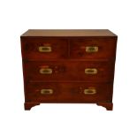 A 19TH CENTURY YEW WOOD CAMPAIGN STYLE CHEST