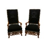 A GOOD PAIR OF LOUIS XIV STYLE ARMCHAIRS