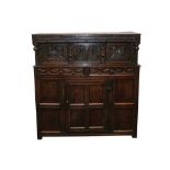 A CHARLES II JOINED OAK COURT OR PRESS CUPBOARD