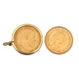 TWO GOLD HALF SOVEREIGNS