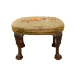 A GEORGE II STYLE OVAL WALNUT STOOL, LATE 19TH CENTURY