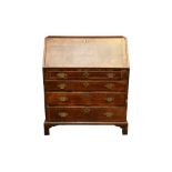 EARLY 18TH CENTURY WALNUT AND FEATHER BANDED BUREAU