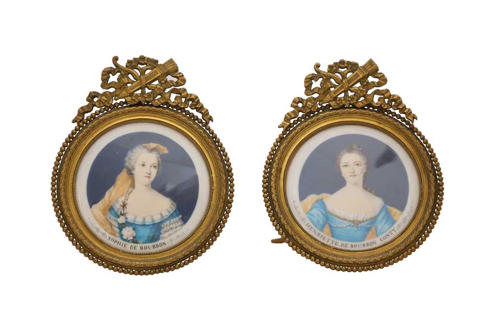 A PAIR OF FRENCH PAINTED CIRCULAR PORTRAIT MINIATURES - Image 2 of 4