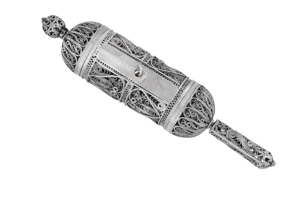 JUDAICA - A MID TO LATE 20TH CENTURY ISRAELI SILVER FILIGREE MEGILLA - Image 2 of 2