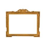 A ENGLISH CARVED AND GILDED 19TH CENTURY FRONTON/PASTEL FRAME