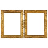 A PAIR OF EARLY 19TH CENTURY LOUIS XIV STYLE CARVED AND GILDED, CHINA TRADE FRAMES