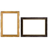 CHINA TRADE 19TH CENTURY CARVED, EBONISED, POLISHED AND GILDED SWEPT FRAMES (2)