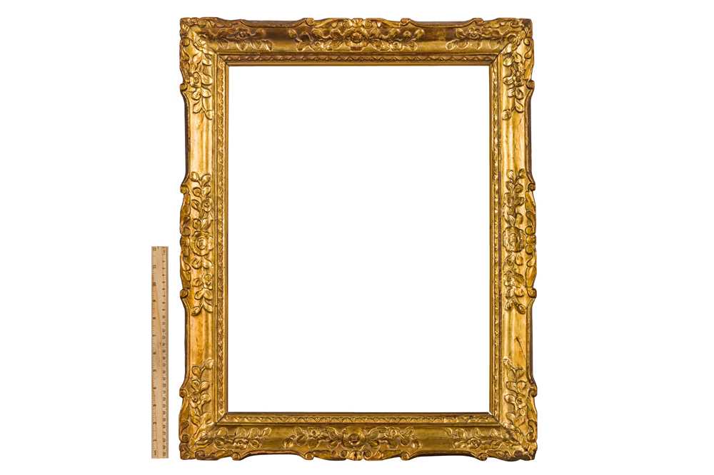 A PAIR OF EARLY 19TH CENTURY LOUIS XIV STYLE CARVED AND GILDED, CHINA TRADE FRAMES - Image 5 of 9