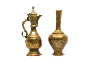 TWO ENGRAVED BRASS VESSELS Late Qajar Iran, ca. 1880s - 1920s