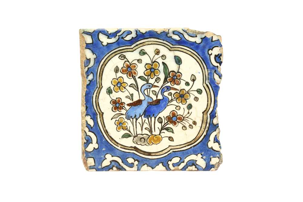 SEVEN PERSIAN POTTERY TILES WITH FLORAL MOTIFS Iran, 18th century and later - Image 3 of 8