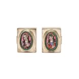 TWO MINIATURE ITALIAN SILVER BOXES WITH ENAMEL-PAINTED QAJAR PORTRAITS Firenze, Italy, post-1969 (si