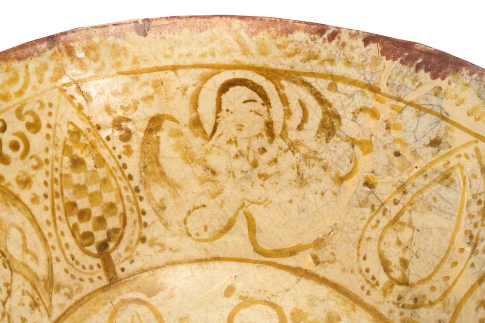 A COPPER LUSTRE-PAINTED POTTERY BOWL WITH A RIDER ON HORSEBACK Kashan, Iran, 13th century - Image 5 of 6