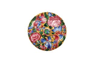 A SMALL POLYCHROME-PAINTED ENAMELLED GOLD LID Qajar Iran, early 19th century