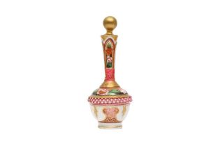 A BOHEMIAN GILT AND PAINTED CLEAR PINK GLASS SCENT BOTTLE Bohemia, Eastern Europe made for the Persi
