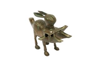 A CAST BRONZE FIVE-SPOUTED LAMP IN THE SHAPE OF A HARE Possibly Khorasan, Eastern Iran, 12th - 13th
