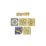 SEVEN PERSIAN POTTERY TILES WITH FLORAL MOTIFS Iran, 18th century and later