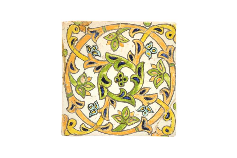 SEVEN PERSIAN POTTERY TILES WITH FLORAL MOTIFS Iran, 18th century and later - Image 7 of 8