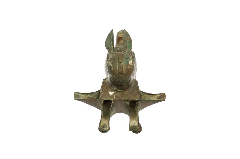 A CAST BRONZE FIVE-SPOUTED LAMP IN THE SHAPE OF A HARE Possibly Khorasan, Eastern Iran, 12th - 13th - Image 4 of 4