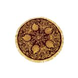 A CIRCULAR METAL THREAD-EMBROIDERED BURGUNDY RED VELVET SOFRA (TABLE COVER) Ottoman Turkey, late 19t