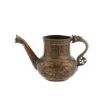 A SMALL INCISED TINNED COPPER TIMURID JUG WITH A DRAGON HANDLE AND SPOUT Iran or Herat, Central Asia