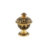 A CHAMPLEVÉ BLACK-ENAMELLED PARCEL-GILT LIDDED STEM CUP Lucknow, Awadh (Oudh), Northern India, 19th