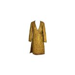 AN INDIAN SAFFRON-YELLOW BROCADE ANGARKHA (LONG-SLEEVED OUTER ROBE) Possibly Lucknow or Delhi, North