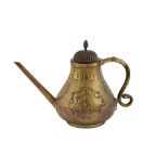 A CAST AND ENGRAVED 'ZAND-REVIVAL' BRASS EWER WITH FIGURAL DECORATION Iran, late 19th - 20th century