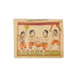 TWO INDIAN WRESTLERS IN COMBAT Possibly Maharashtra or Rajasthan, North-Western India, mid to late 1