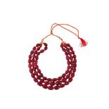 AN INDIAN MUGHAL-REVIVAL MULTI-STRAND CARVED RUBY BEADS NECKLACE Northern India, late 20th century