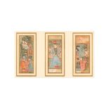 THREE MANUSCRIPT ILLUSTRATIONS OF PRINCES AND RULERS Possibly Zand Iran or Central Asian Provinces,